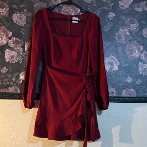 Princess Polly Burgundy Long Sleeve Dress